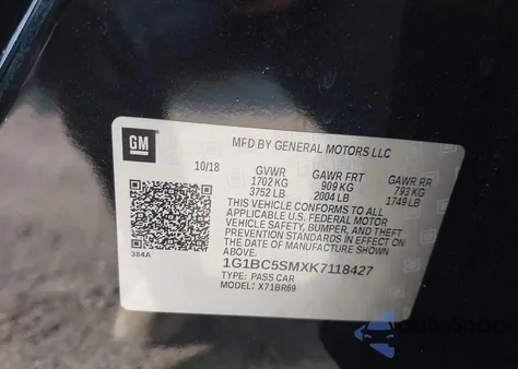 2019 Chevrolet Cruze Ls from USA, damaged, VIN 1G1BC5SMXK7118427